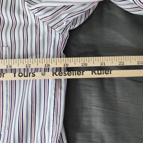 Theory Top Women's Large Long Sleeve Button Down Stripped Hidden Button Placket - Picture 9 of 14